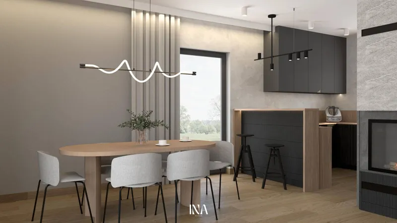 Zieleń i naturalne tonacje - aranżacja wnętrza, Warzenko, gm. Przodkowo - INA Design, zdjęcie 7 z 28