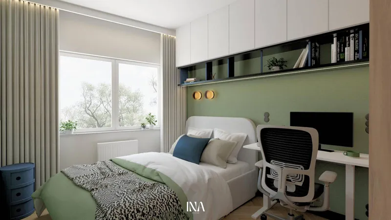 Zielony azyl - aranżacja wnętrza, Gdynia, Chylonia - INA Design, zdjęcie 13 z 16