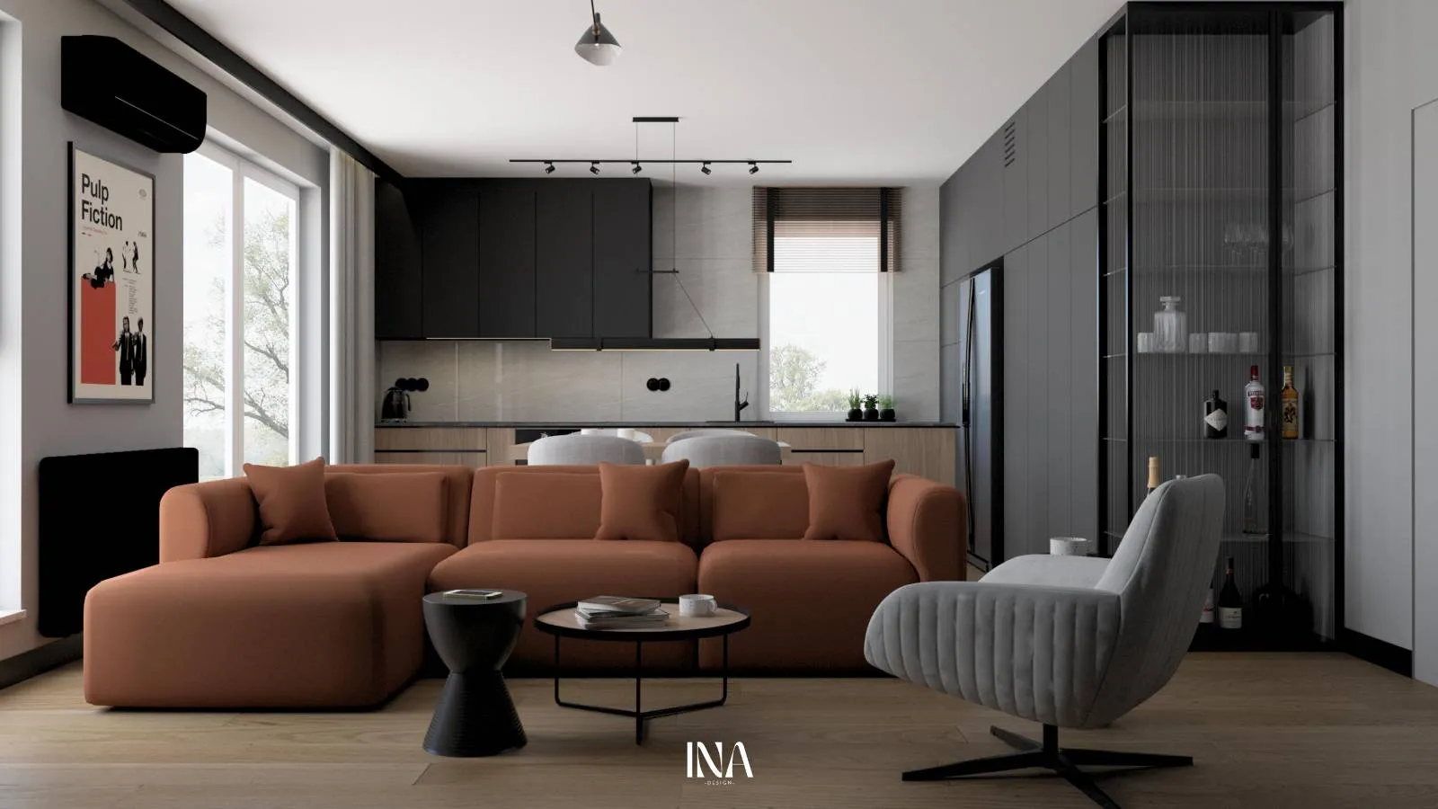 Loftowy charakter - projekt wnętrza w lokalizacji Gdańsk Jasień - INA Design